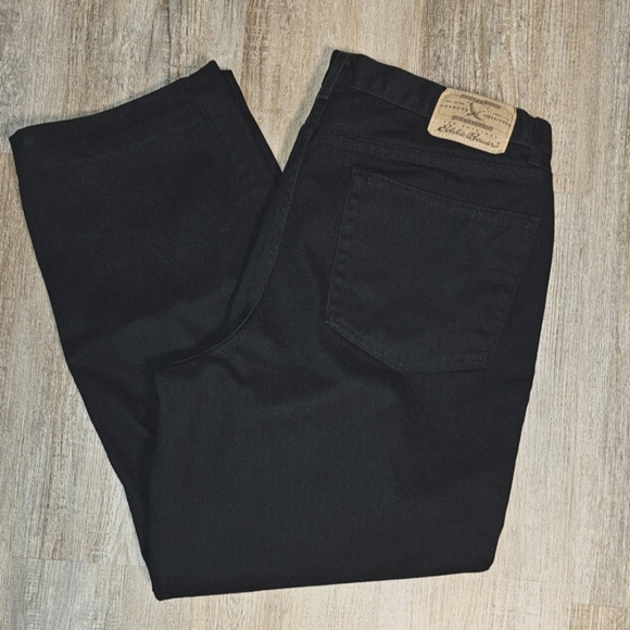 Eddie Bauer HEMMED Loose Fit Black Denim Jeans Mens Size 36 x 27.25 - Picture 1 of 8
